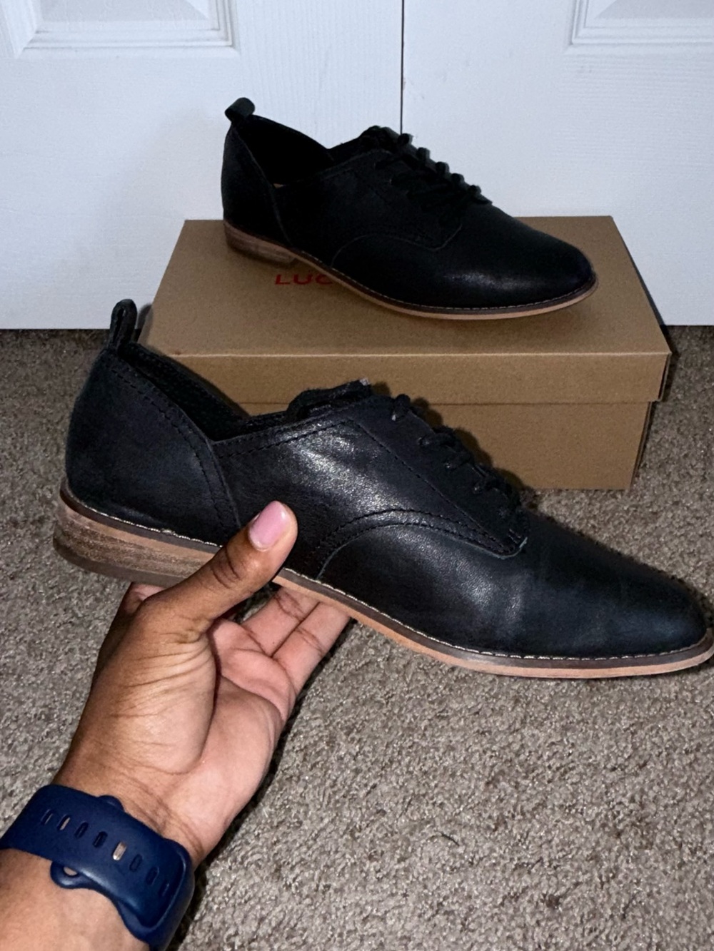 Women’s Lucky Brand Efinnia Black Leather Oxford Shoes